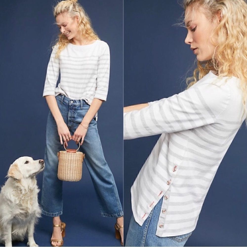 MAEVE Anthropologie Bonnie Boat Neck Striped Top S